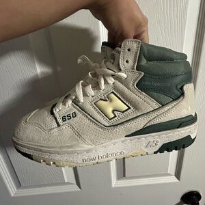 New Balance 650 Beige and Green Mid-Top Sneaker